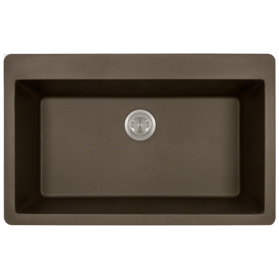 T848-Mocha Large Single Bowl Topmount Quartz Granite Sink