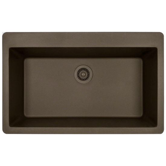 T848-Mocha Large Single Bowl Topmount Quartz Granite Sink