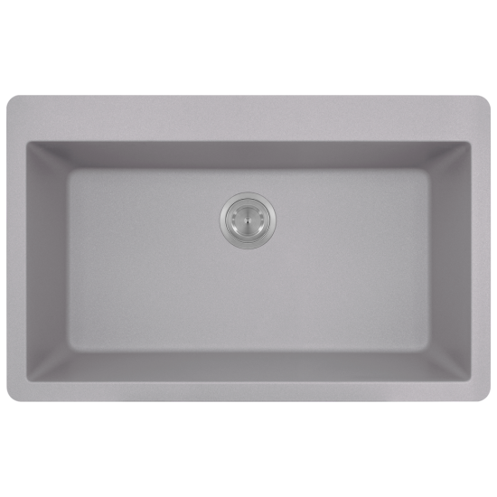 T848-Silver Large Single Bowl Topmount Quartz Granite Sink