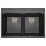 T812-Black Double Equal Bowl Low-Divide Topmount Quartz Granite Sink