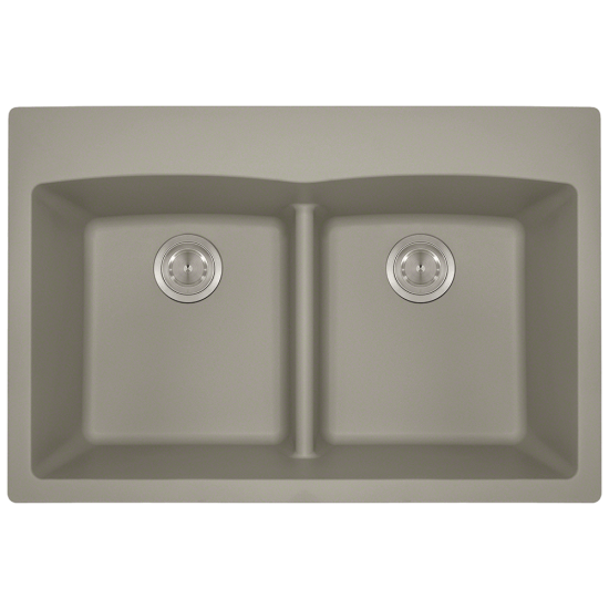 T812-Slate Double Equal Bowl Low-Divide Topmount Quartz Granite Sink