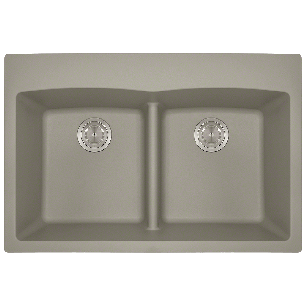 T812-Slate Double Equal Bowl Low-Divide Topmount Quartz Granite Sink T812-Slate Double Equal Bowl Low-Divide Topmount Quartz Granite Sink