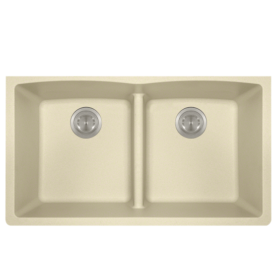 812-Beige Equal Bowl Low-Divide Undermount Quartz Granite Sink