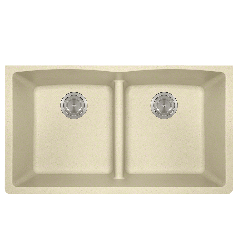 812-Beige Equal Bowl Low-Divide Undermount Quartz Granite Sink