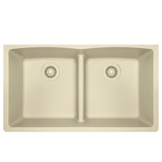 812-Beige Equal Bowl Low-Divide Undermount Quartz Granite Sink