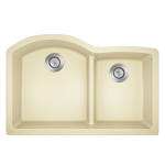 811-Beige Offset Low-Divide Undermount Sink