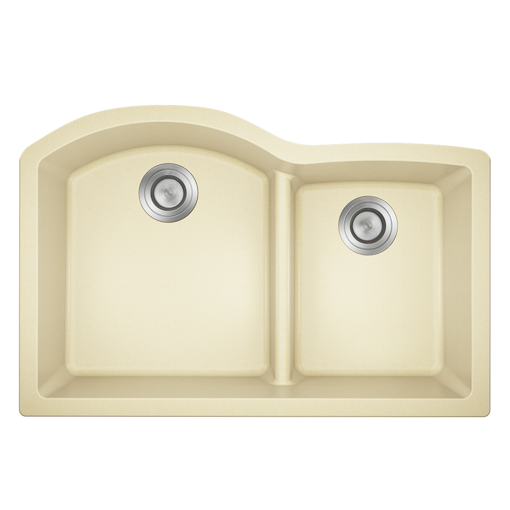 811-Beige Offset Low-Divide Undermount Sink