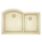 811-Beige Offset Low-Divide Undermount Sink