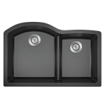 811-Black Offset Low-Divide Undermount Sink