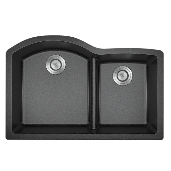 811-Black Offset Low-Divide Undermount Sink