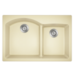 T811-Beige Offset Low-Divide Topmount Sink