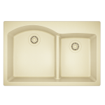 T811-Beige Offset Low-Divide Topmount Sink
