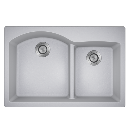 T811-Silver Offset Low-Divide Topmount Sink