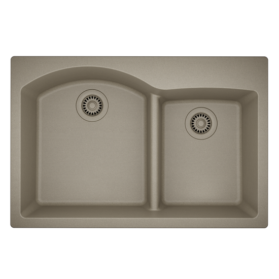 T811-Slate Offset Low-Divide Topmount Sink