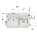 T811-Slate Offset Low-Divide Topmount Sink