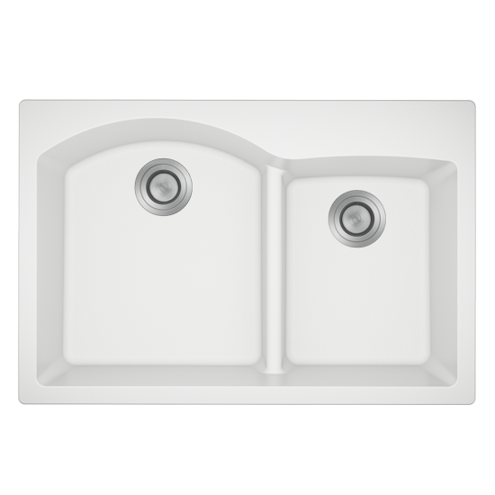 T811-White Offset Low-Divide Topmount Sink