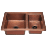 901 Offset Double Bowl Copper Sink