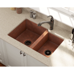 901 Offset Double Bowl Copper Sink
