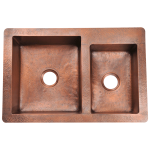 901 Offset Double Bowl Copper Sink