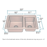 901 Offset Double Bowl Copper Sink