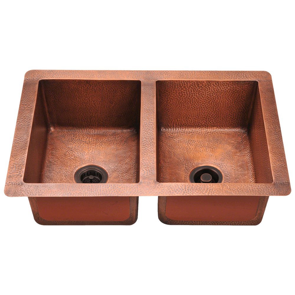 902 Equal Double Bowl Copper Sink