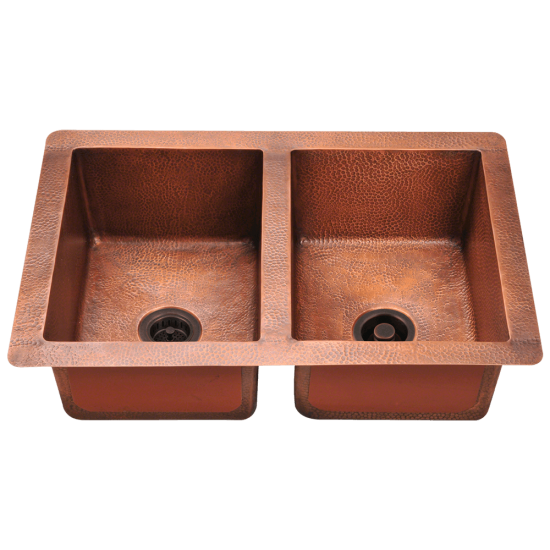 902 Equal Double Bowl Copper Sink