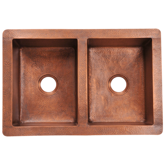 902 Equal Double Bowl Copper Sink