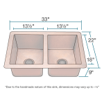 902 Equal Double Bowl Copper Sink