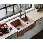 911 Offset Double Bowl Copper Apron Sink