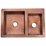 911 Offset Double Bowl Copper Apron Sink