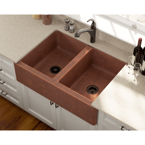 912 Equal Double Bowl Copper Apron Sink