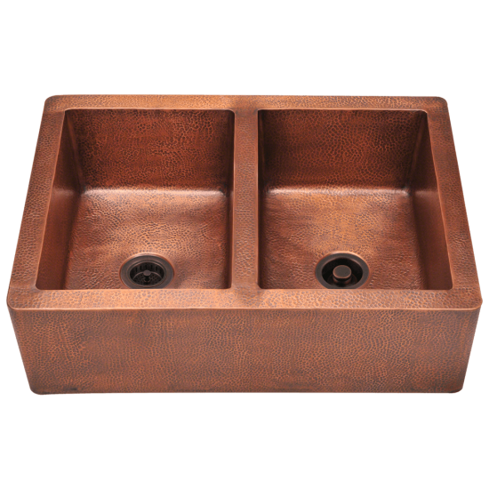 912 Equal Double Bowl Copper Apron Sink