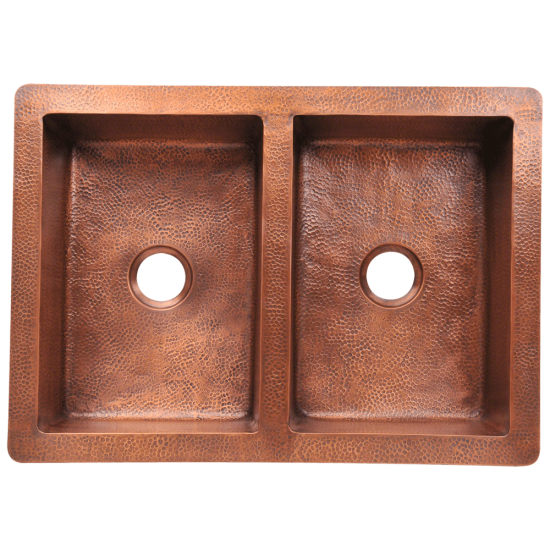 912 Equal Double Bowl Copper Apron Sink