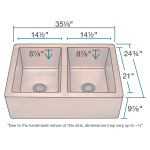 912 Equal Double Bowl Copper Apron Sink