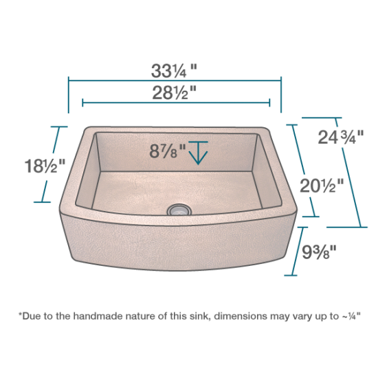 914 Single Bowl Copper Apron Sink