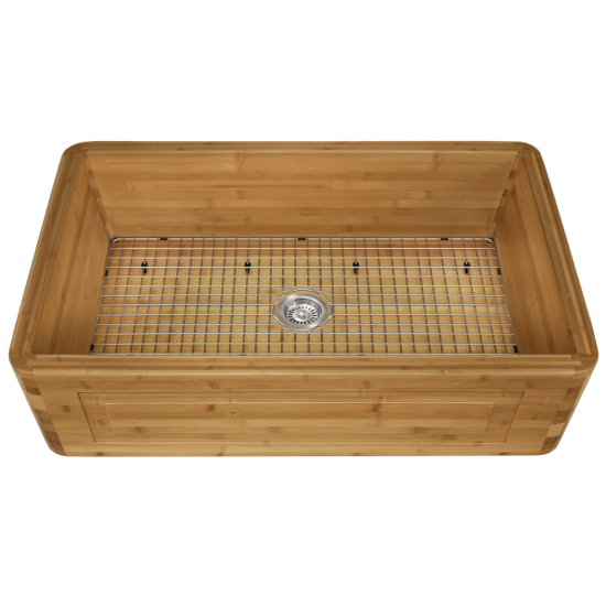 895 Single Bowl Bamboo Apron Sink