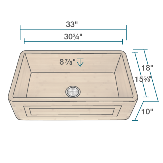 895 Single Bowl Bamboo Apron Sink