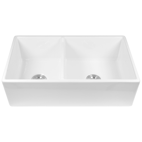 413 Fireclay Double Offset Bowl Sink