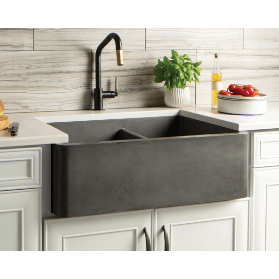 NSKD3321-S Farmhouse Double Bowl Kitchen Sink in Slate