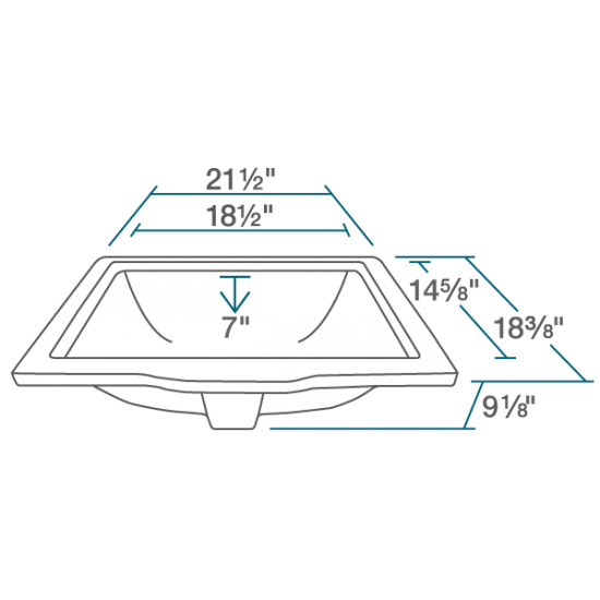 U2450-White Rectangular Porcelain Sink