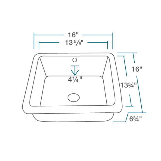U1414-White Square Porcelain Sink