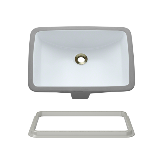 U1913W-SLG Rectangular Porcelain Sink with Gray SinkLink