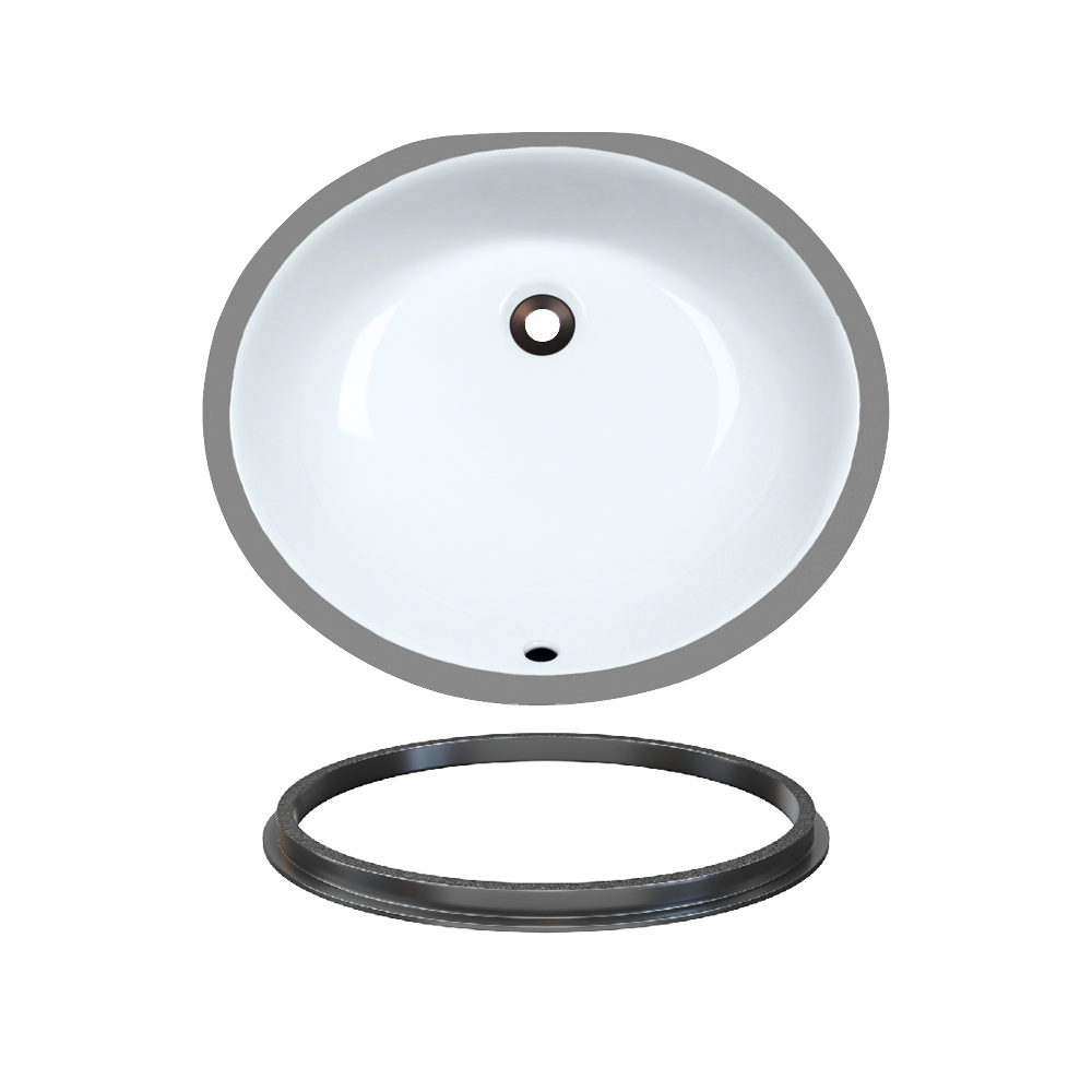 UPMW-SLBL Porcelain Bathroom Sink with Black SinkLink