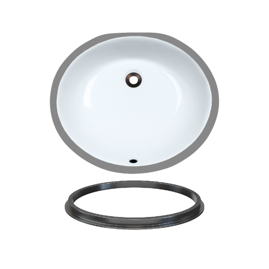 UPMW-SLBL Porcelain Bathroom Sink with Black SinkLink