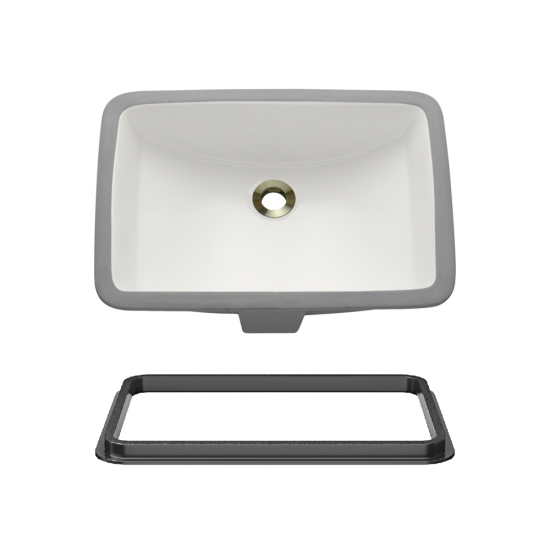 U1913B-SLBL Rectangular Porcelain Sink with Black SinkLink