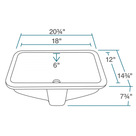 U1913B-SLG Rectangular Porcelain Sink with Gray SinkLink