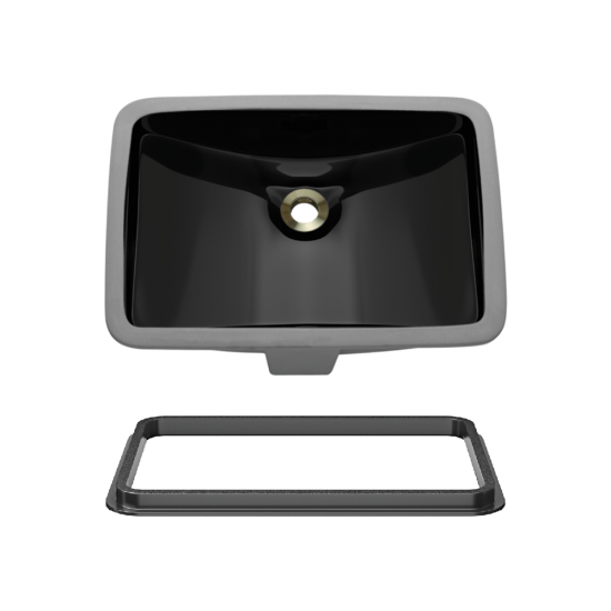 U1913BL-SLBL Rectangular Porcelain Sink with Black SinkLink