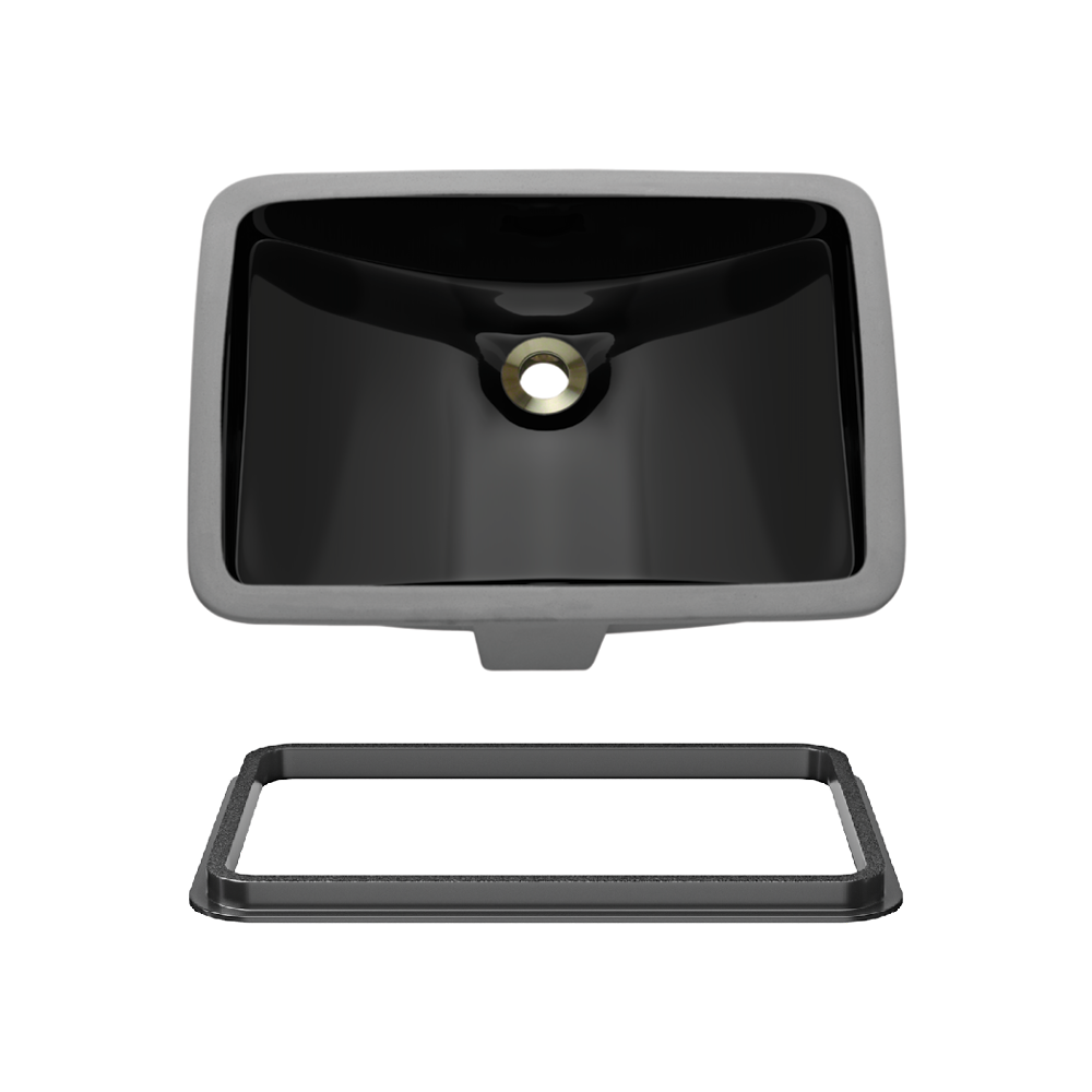 U1913BL-SLBL Rectangular Porcelain Sink with Black SinkLink