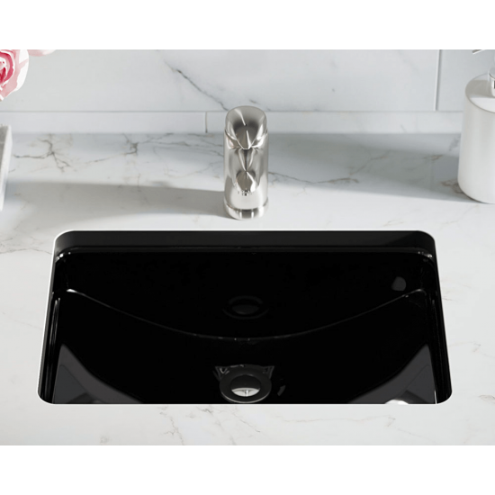 U1913BL-SLBL Rectangular Porcelain Sink with Black SinkLink