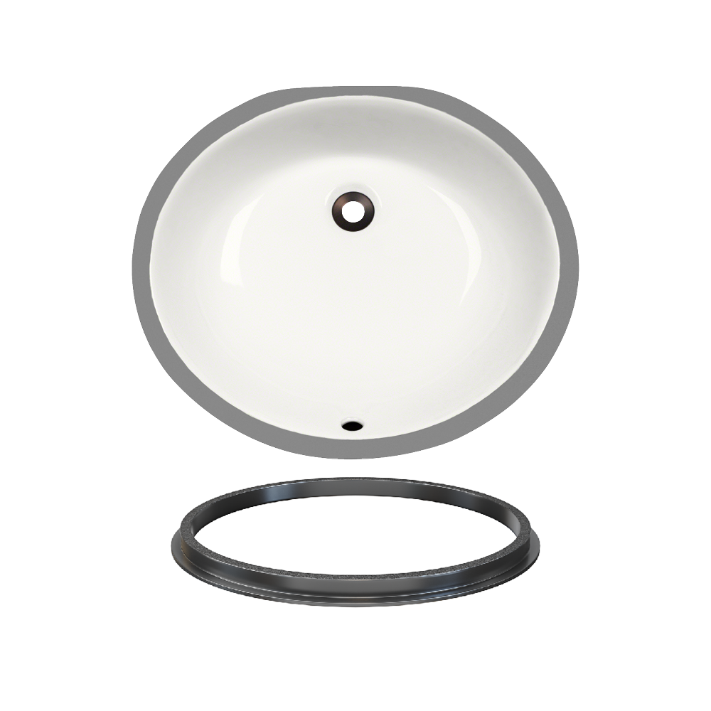 UPMB-SLBL Porcelain Bathroom Sink with Black SinkLink